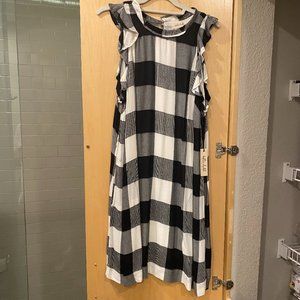 Bella Dahl Buffalo Check Ruffle Dress (Size L)